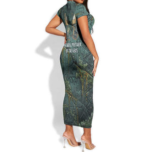 Nun and Naunet Egyptian Short Sleeve Bodycon Dress Serpent Abyss Design Primordial Gods of Ancient Waters