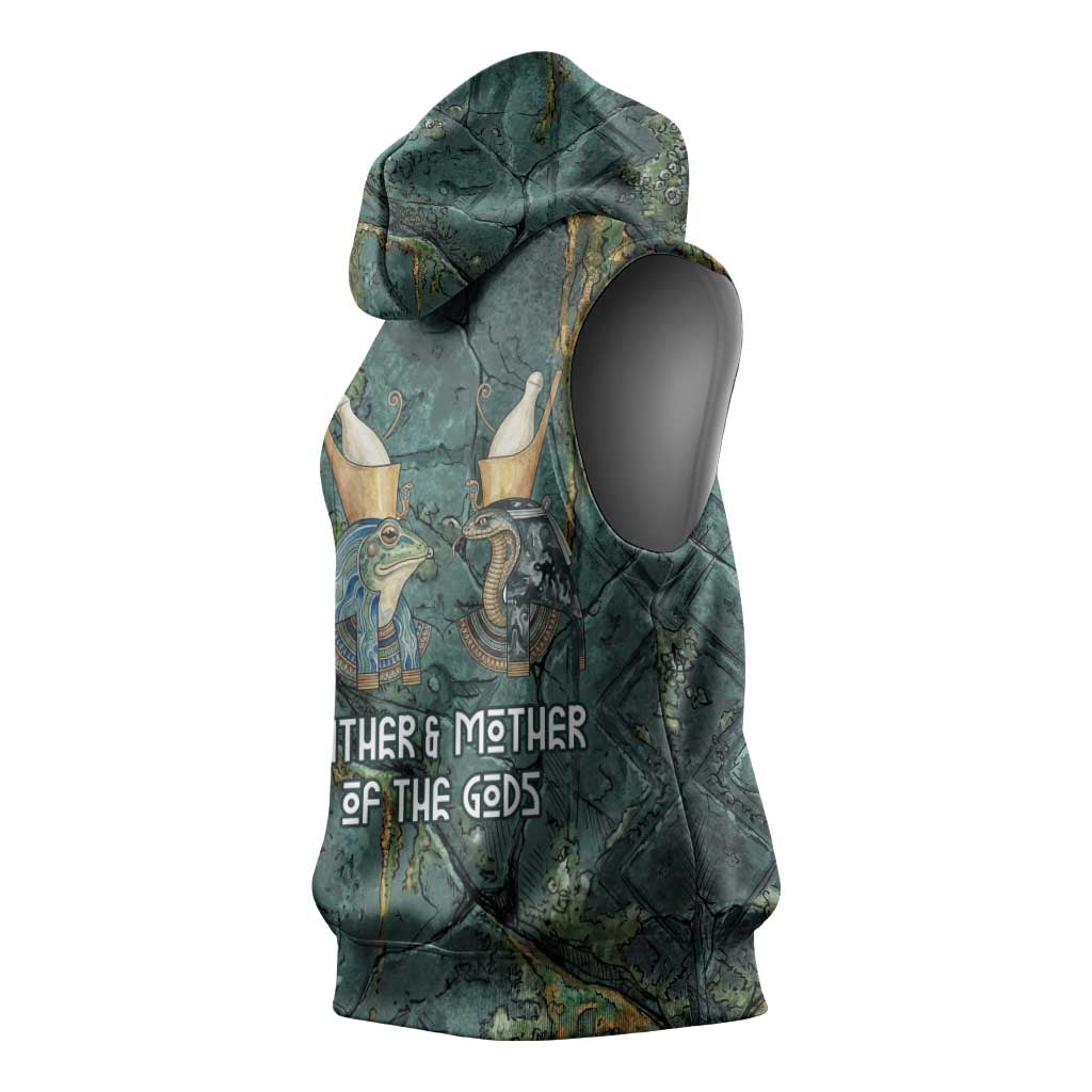 Nun and Naunet Egyptian Sleeveless Hoodie Serpent Abyss Design Primordial Gods of Ancient Waters