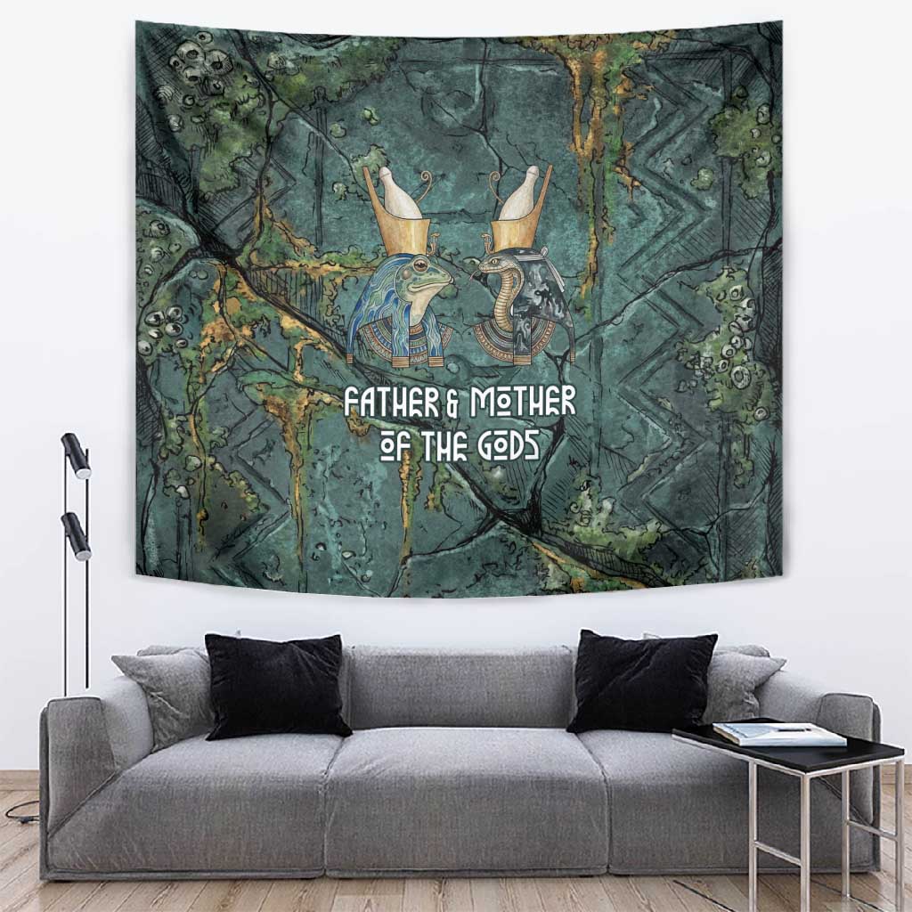 Nun and Naunet Egyptian Tapestry Serpent Abyss Design Primordial Gods of Ancient Waters