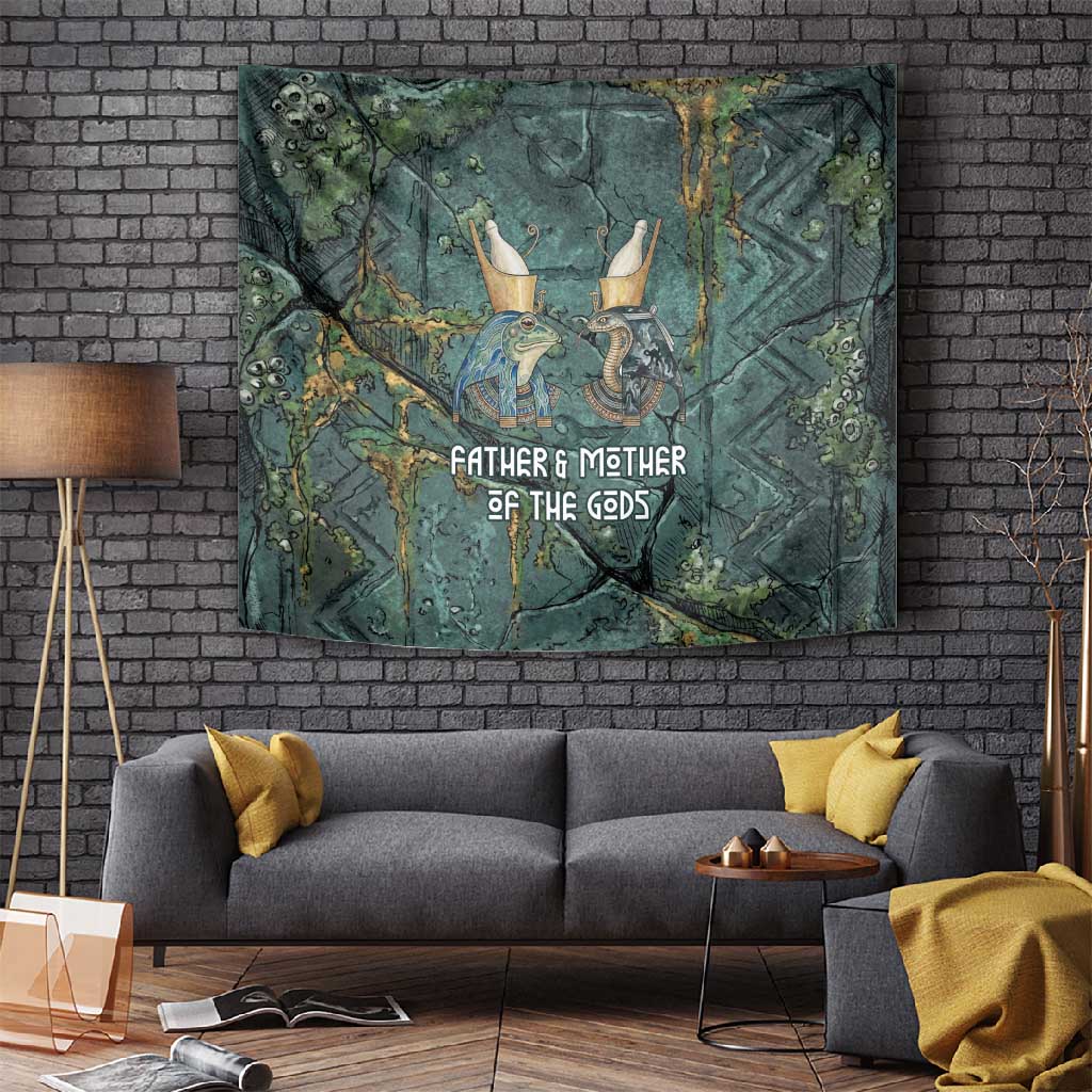 Nun and Naunet Egyptian Tapestry Serpent Abyss Design Primordial Gods of Ancient Waters