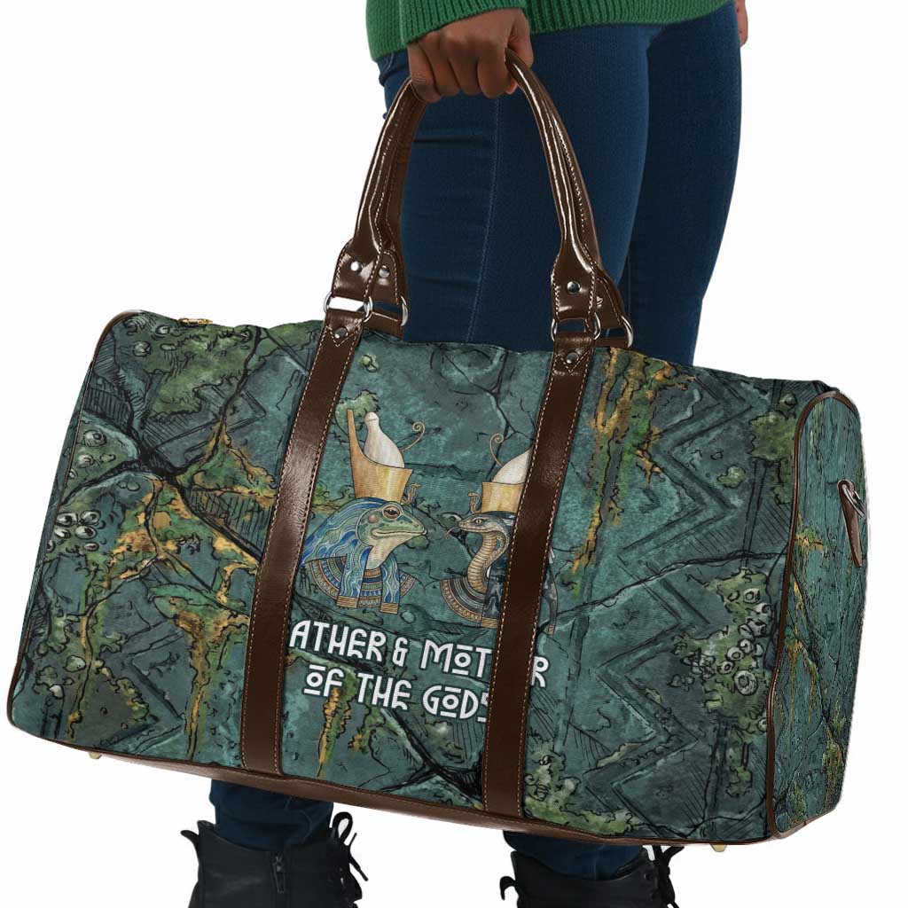 Nun and Naunet Egyptian Travel Bag Serpent Abyss Design Primordial Gods of Ancient Waters