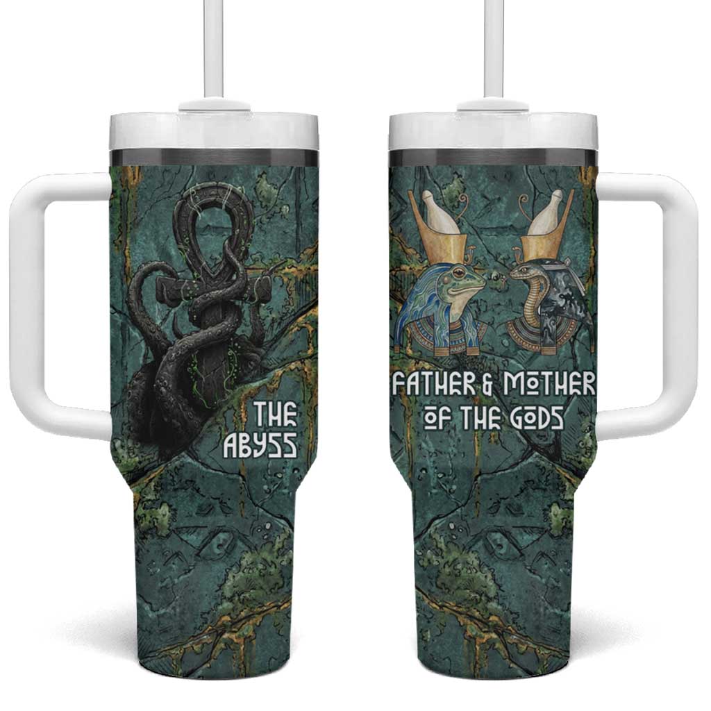 Nun and Naunet Egyptian Tumbler With Handle Serpent Abyss Design Primordial Gods of Ancient Waters