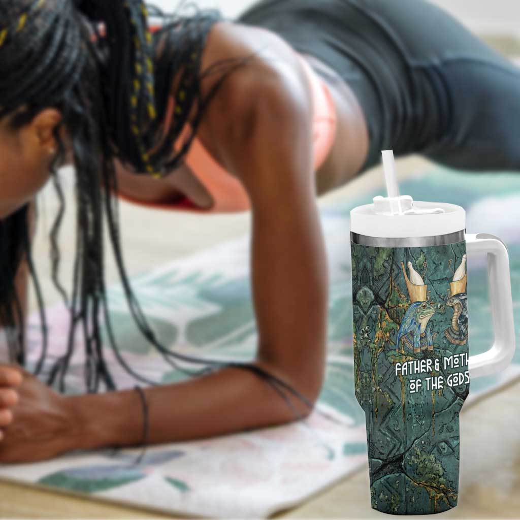 Nun and Naunet Egyptian Tumbler With Handle Serpent Abyss Design Primordial Gods of Ancient Waters