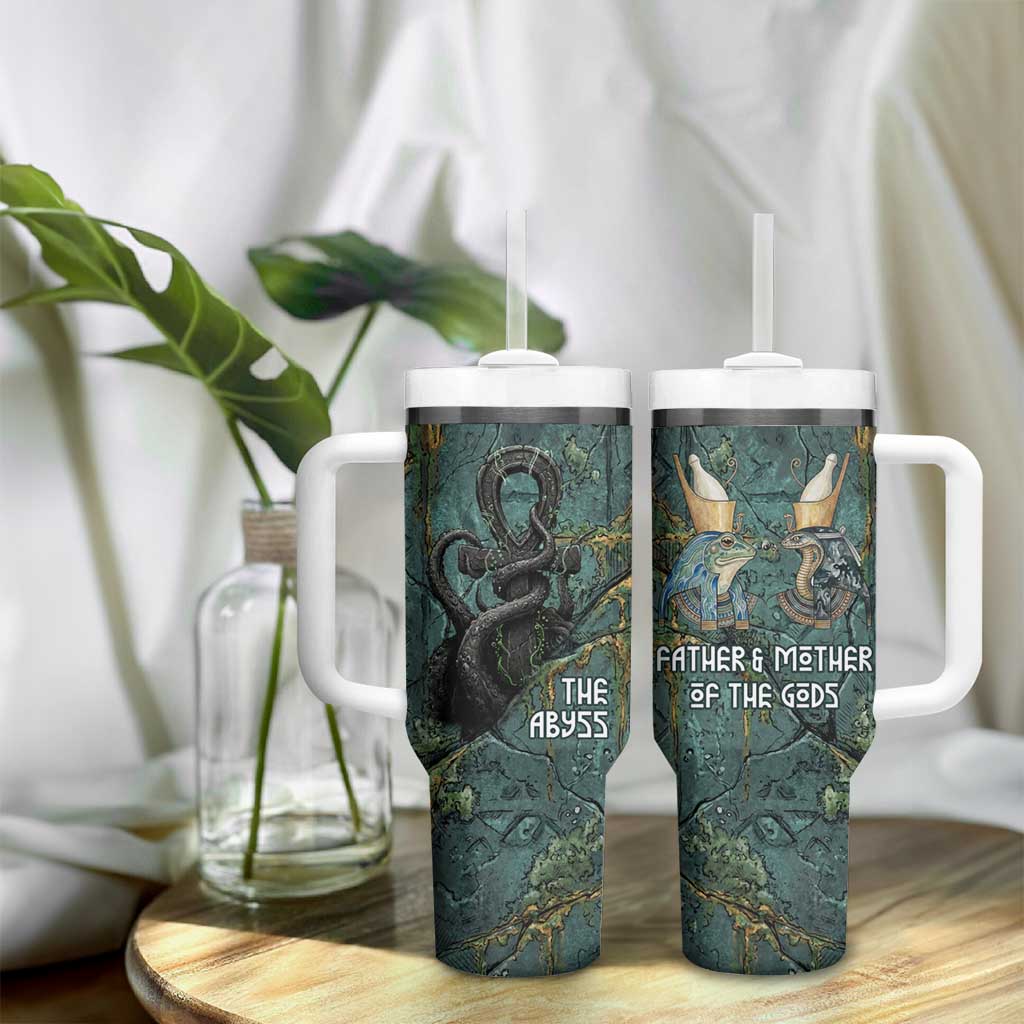 Nun and Naunet Egyptian Tumbler With Handle Serpent Abyss Design Primordial Gods of Ancient Waters