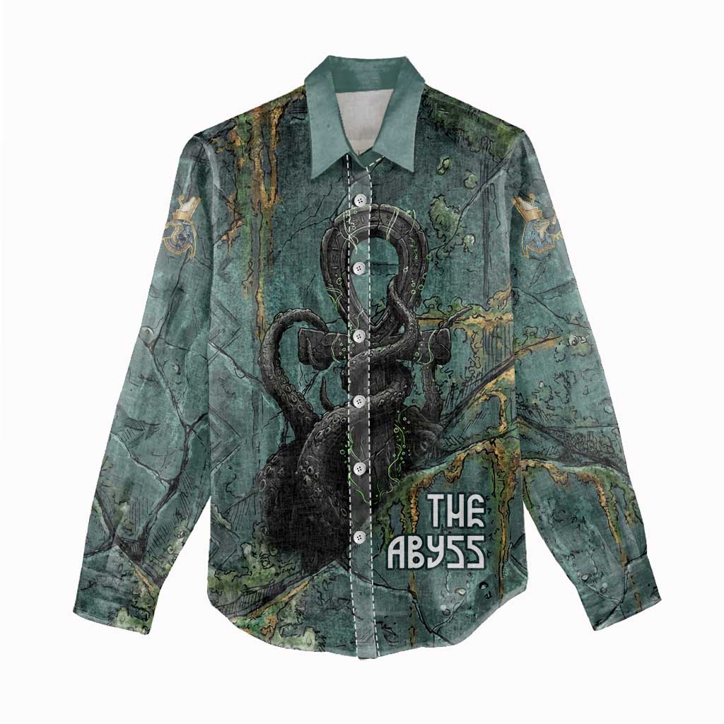 Nun and Naunet Egyptian Women Casual Shirt Serpent Abyss Design Primordial Gods of Ancient Waters