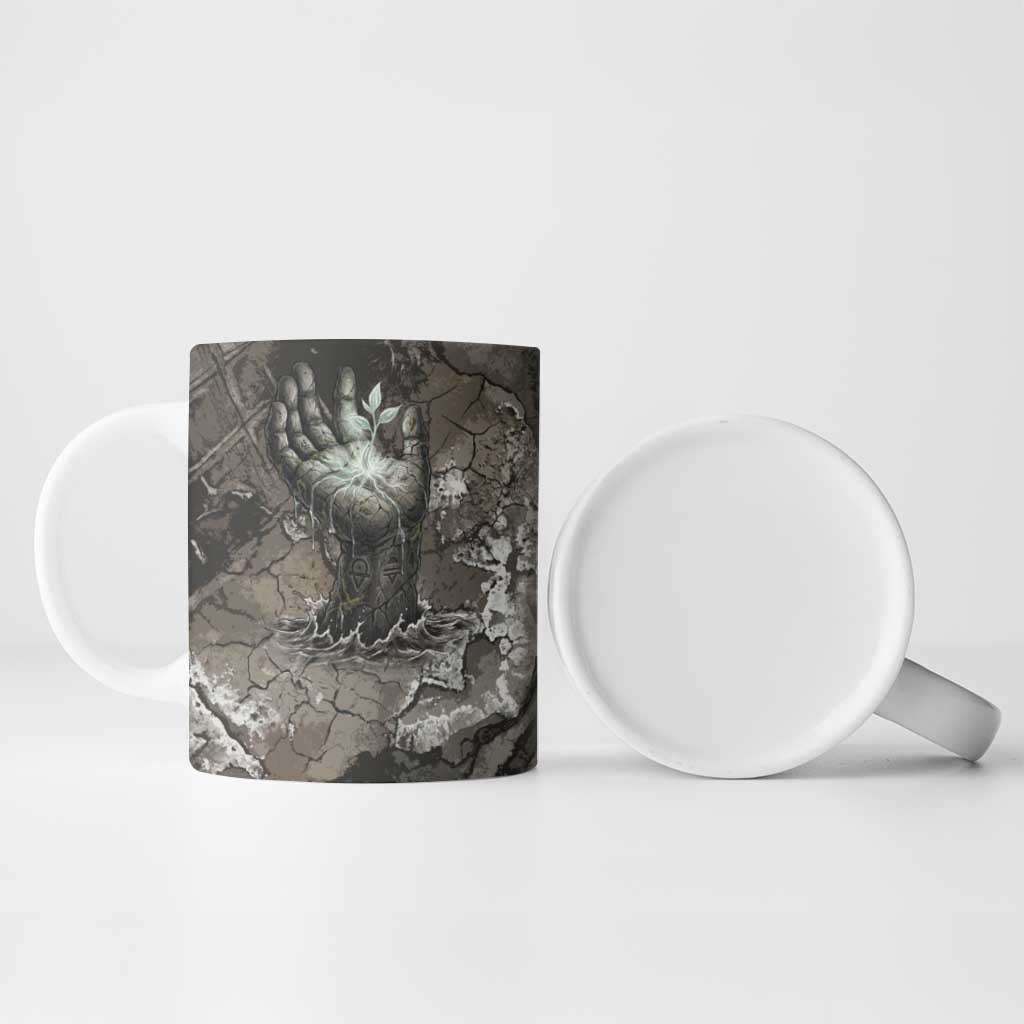 Tatenen Ceramic Mug Rising Hand Design Egyptian God of Creation and Earth Emergence