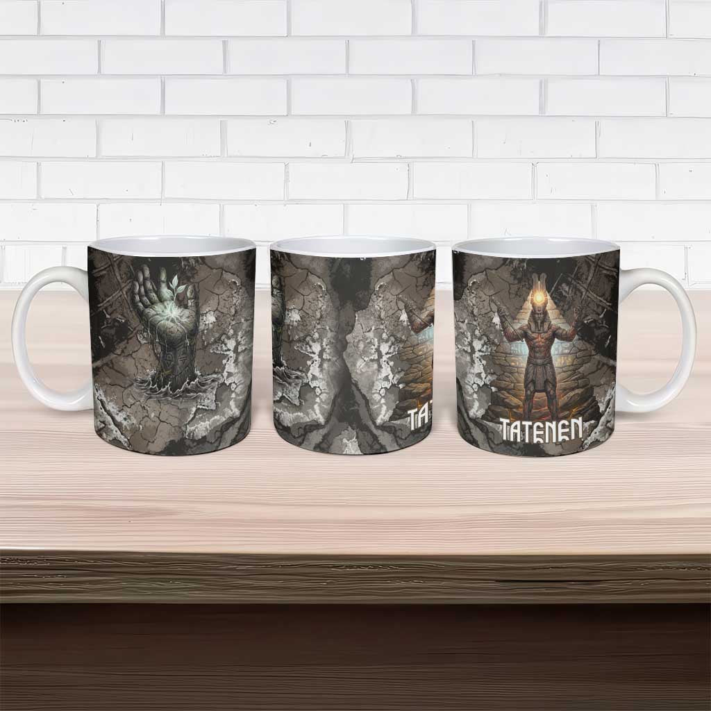 Tatenen Ceramic Mug Rising Hand Design Egyptian God of Creation and Earth Emergence