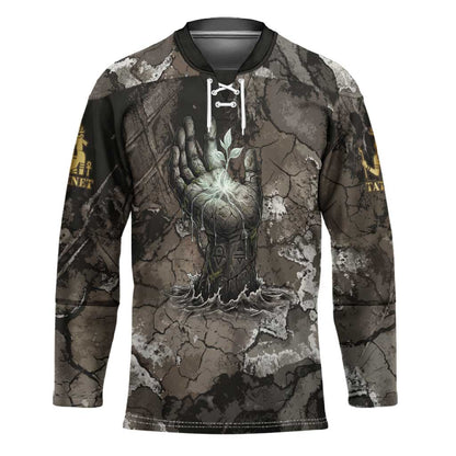 Tatenen Hockey Jersey Rising Hand Design Egyptian God of Creation and Earth Emergence