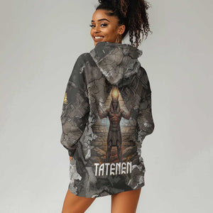 Tatenen Hoodie Dress Rising Hand Design Egyptian God of Creation and Earth Emergence