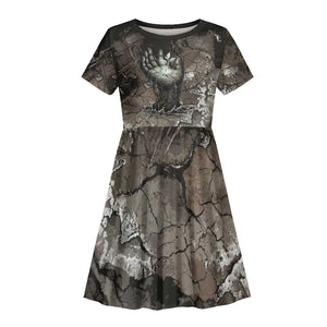 Tatenen Kid Short Sleeve Dress Rising Hand Design Egyptian God of Creation and Earth Emergence