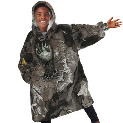 Tatenen Kid Wearable Blanket Hoodie Rising Hand Design Egyptian God of Creation and Earth Emergence