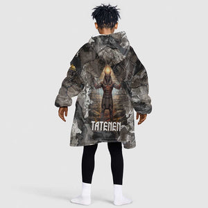 Tatenen Kid Wearable Blanket Hoodie Rising Hand Design Egyptian God of Creation and Earth Emergence