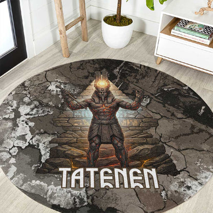 Tatenen Round Carpet Rising Hand Design Egyptian God of Creation and Earth Emergence