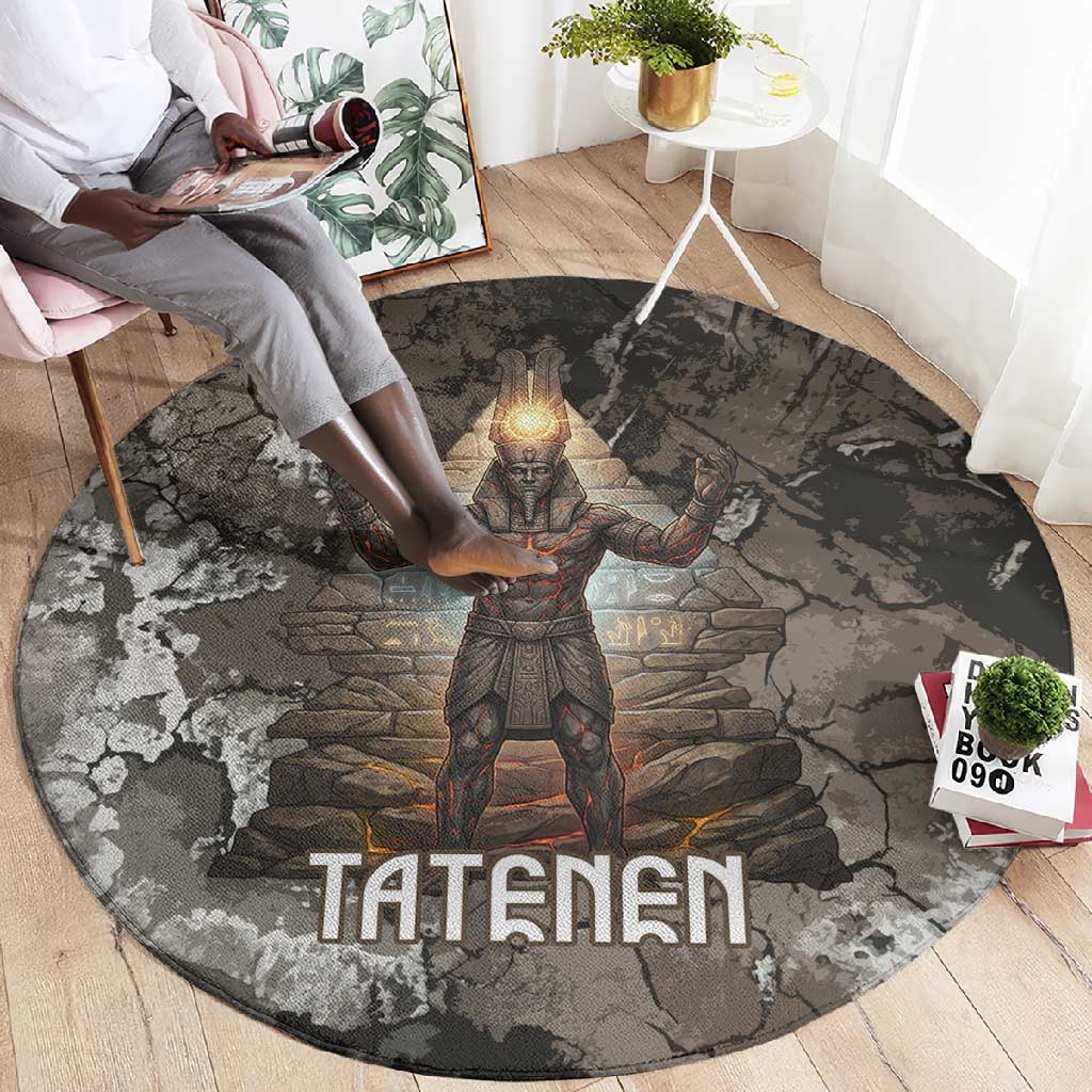 Tatenen Round Carpet Rising Hand Design Egyptian God of Creation and Earth Emergence