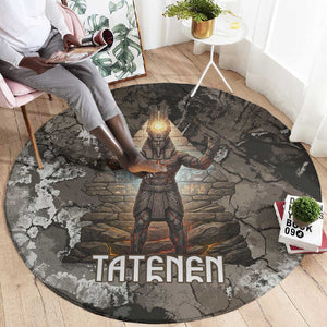 Tatenen Round Carpet Rising Hand Design Egyptian God of Creation and Earth Emergence