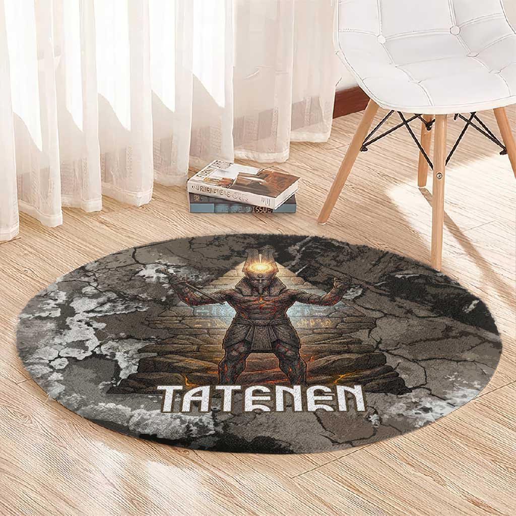 Tatenen Round Carpet Rising Hand Design Egyptian God of Creation and Earth Emergence