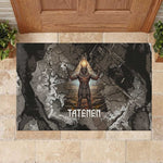 Tatenen Rubber Doormat Rising Hand Design Egyptian God of Creation and Earth Emergence