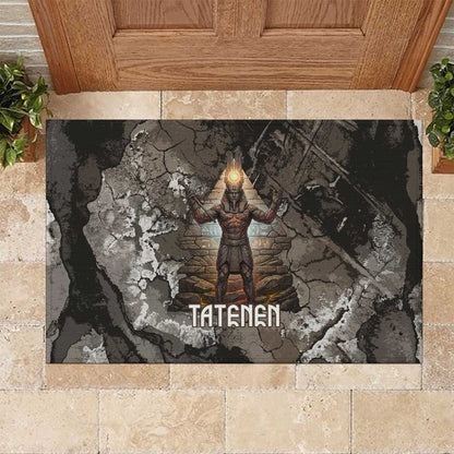 Tatenen Rubber Doormat Rising Hand Design Egyptian God of Creation and Earth Emergence