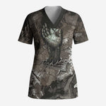 Tatenen Scrub Top Rising Hand Design Egyptian God of Creation and Earth Emergence