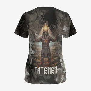 Tatenen Scrub Top Rising Hand Design Egyptian God of Creation and Earth Emergence