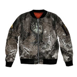 Tatenen Sleeve Zip Bomber Jacket Rising Hand Design Egyptian God of Creation and Earth Emergence