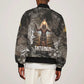 Tatenen Sleeve Zip Bomber Jacket Rising Hand Design Egyptian God of Creation and Earth Emergence