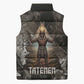 Tatenen Sleeveless Puffer Jacket Rising Hand Design Egyptian God of Creation and Earth Emergence