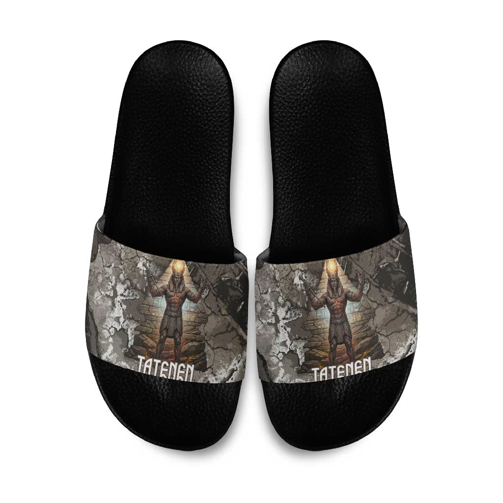 Tatenen Slide Sandals Rising Hand Design Egyptian God of Creation and Earth Emergence