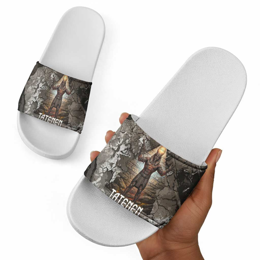 Tatenen Slide Sandals Rising Hand Design Egyptian God of Creation and Earth Emergence