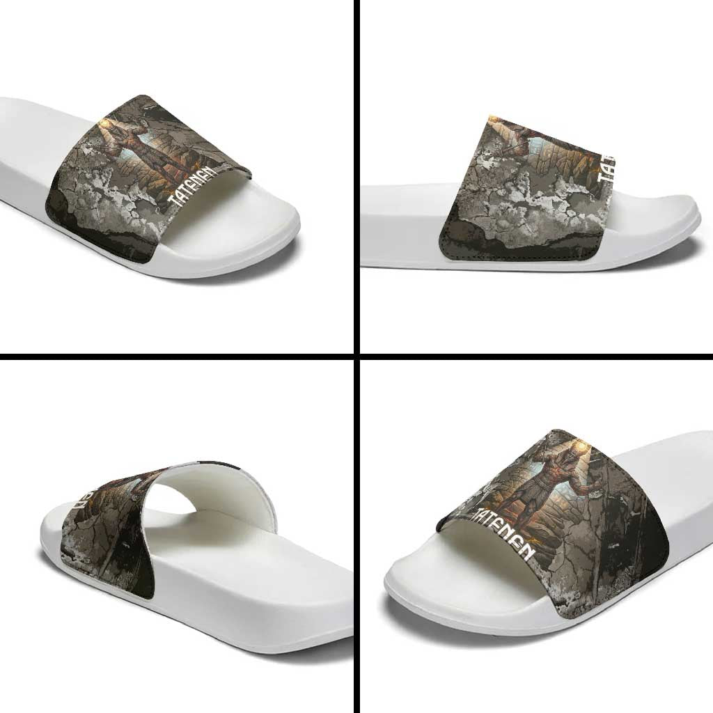 Tatenen Slide Sandals Rising Hand Design Egyptian God of Creation and Earth Emergence