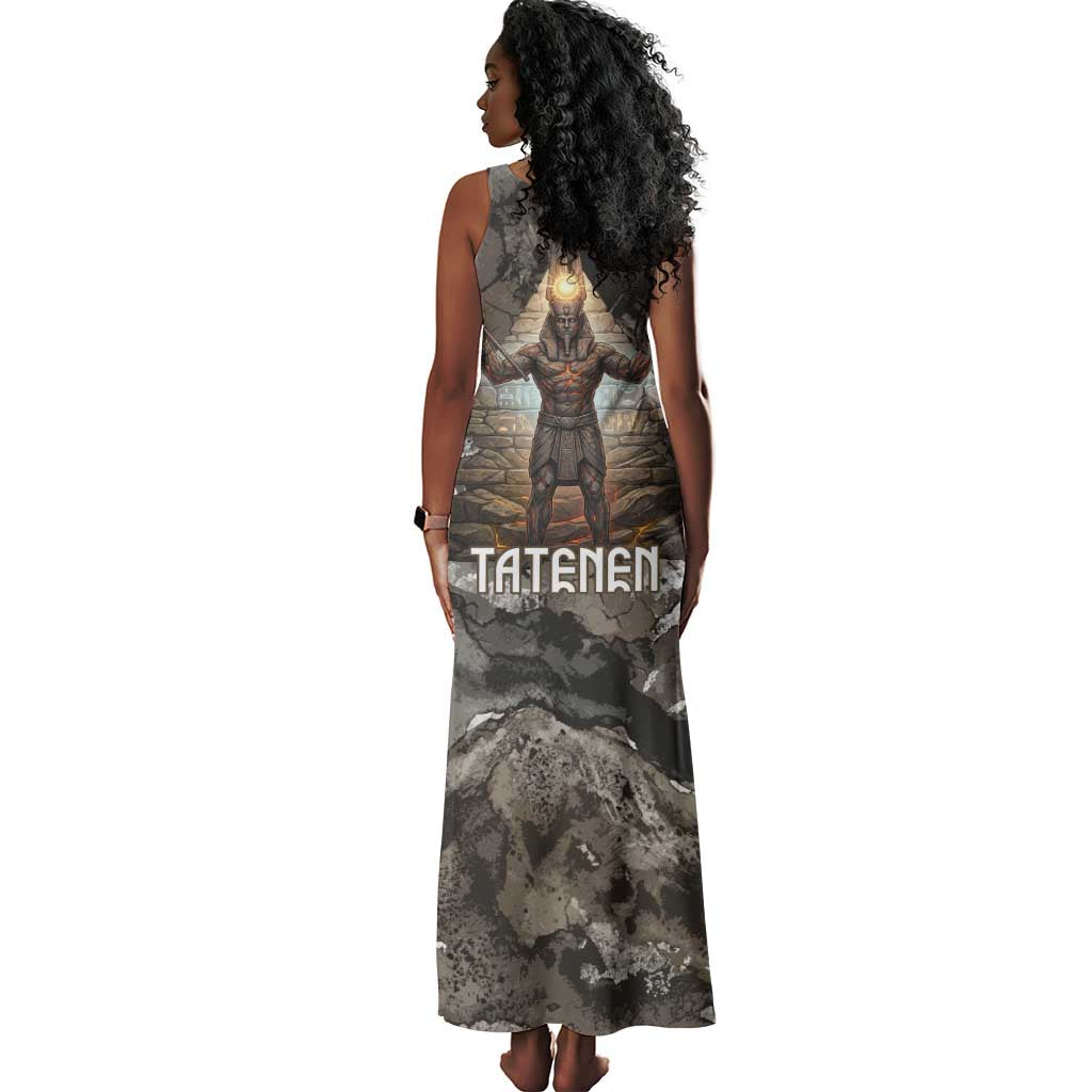 Tatenen Tank Maxi Dress Rising Hand Design Egyptian God of Creation and Earth Emergence