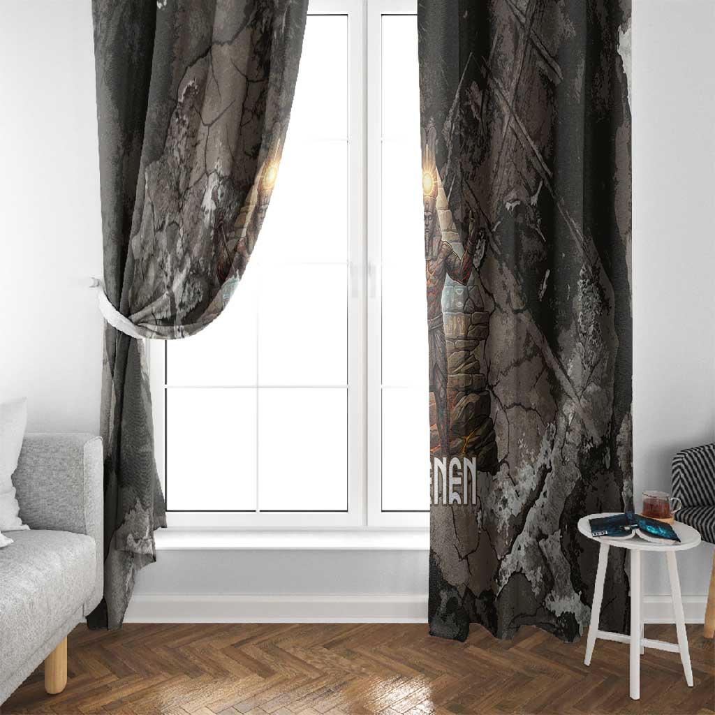 Tatenen Window Curtain Rising Hand Design Egyptian God of Creation and Earth Emergence
