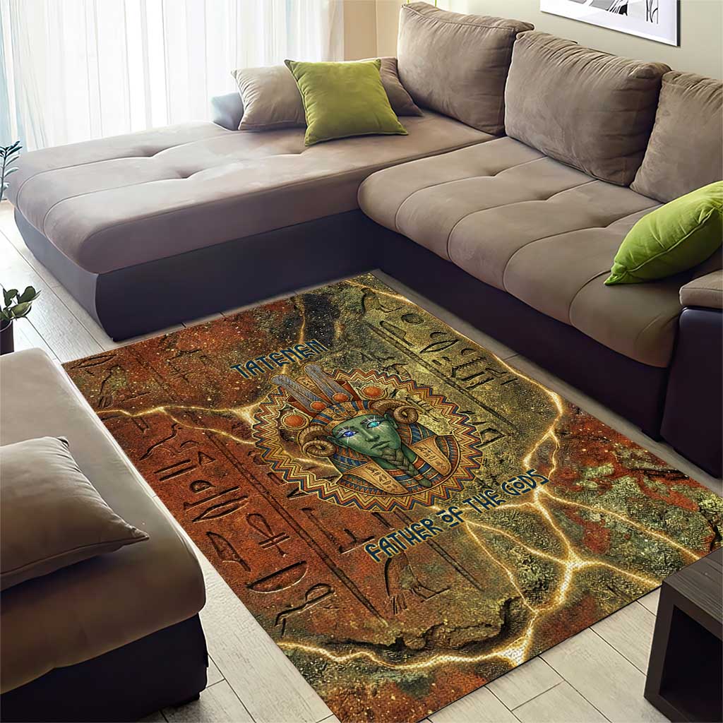 Tatenen Ancient Egyptian Area Rug Father of the Gods Design with Minerals