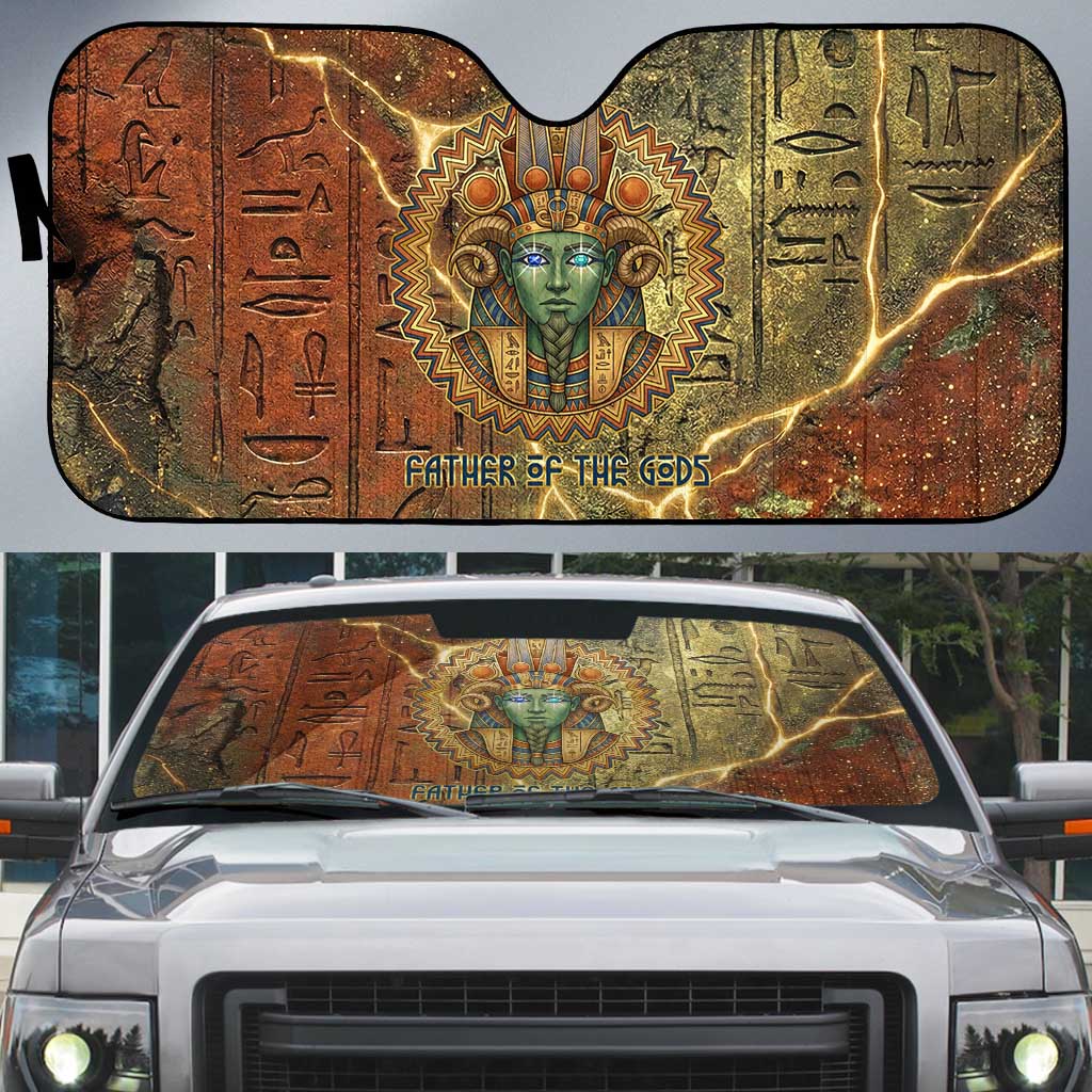 Tatenen Ancient Egyptian Auto Sun Shade Father of the Gods Design with Minerals