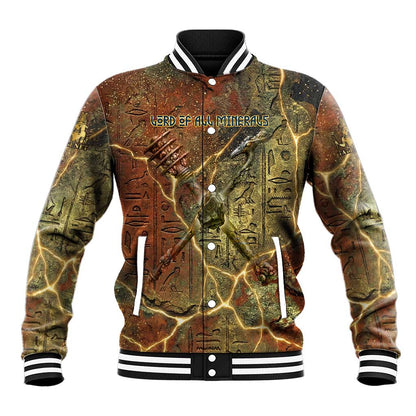 Tatenen Ancient Egyptian Baseball Jacket Father of the Gods Design with Minerals