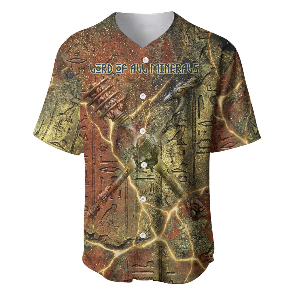 Tatenen Ancient Egyptian Baseball Jersey Father of the Gods Design with Minerals