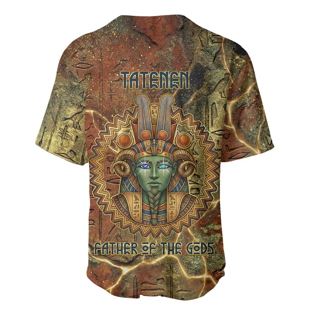 Tatenen Ancient Egyptian Baseball Jersey Father of the Gods Design with Minerals
