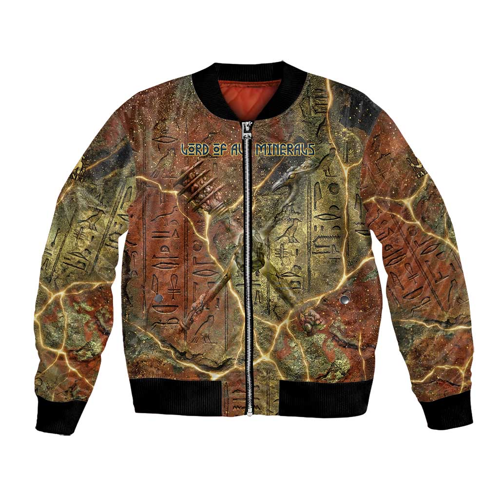 Tatenen Ancient Egyptian Bomber Jacket Father of the Gods Design with Minerals