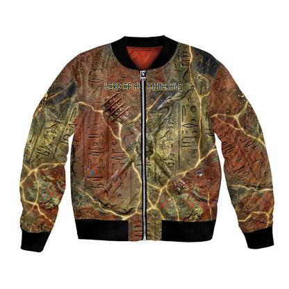Tatenen Ancient Egyptian Bomber Jacket Father of the Gods Design with Minerals