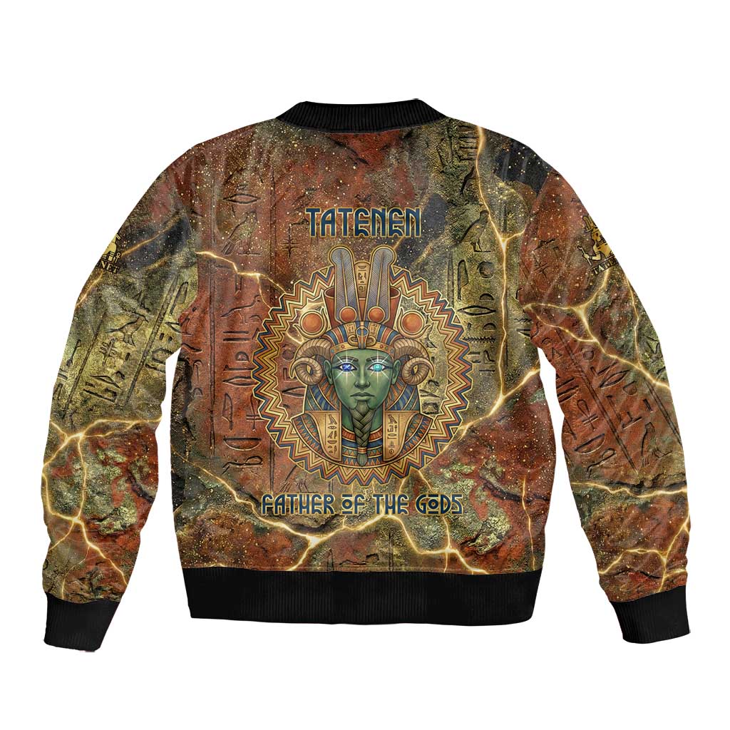 Tatenen Ancient Egyptian Bomber Jacket Father of the Gods Design with Minerals
