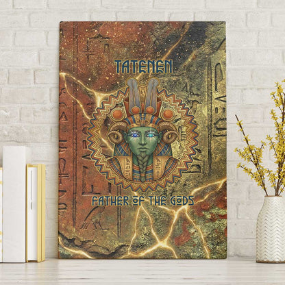 Tatenen Ancient Egyptian Canvas Wall Art Father of the Gods Design with Minerals