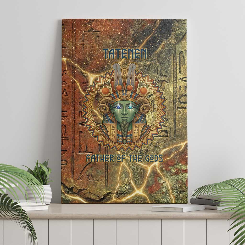 Tatenen Ancient Egyptian Canvas Wall Art Father of the Gods Design with Minerals