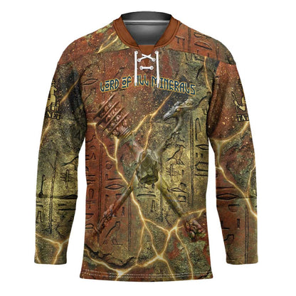 Tatenen Ancient Egyptian Hockey Jersey Father of the Gods Design with Minerals