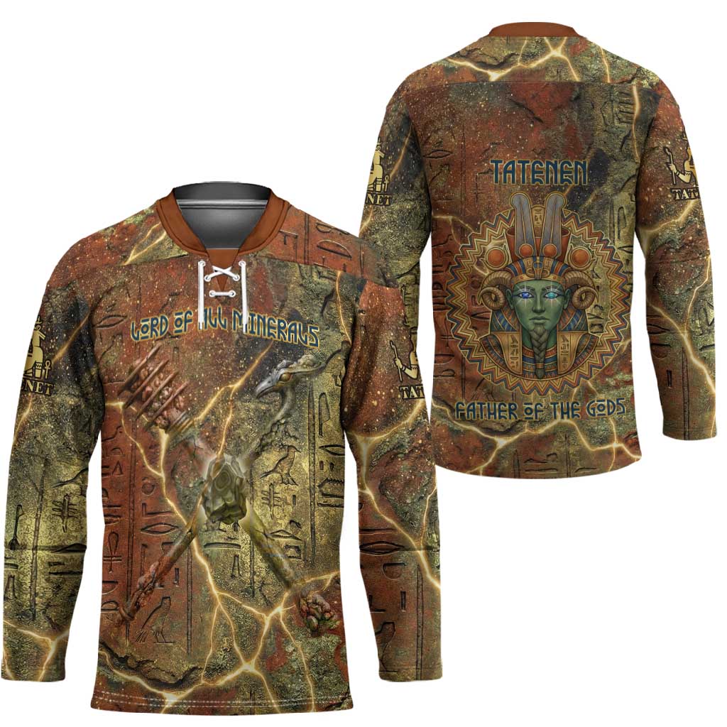 Tatenen Ancient Egyptian Hockey Jersey Father of the Gods Design with Minerals