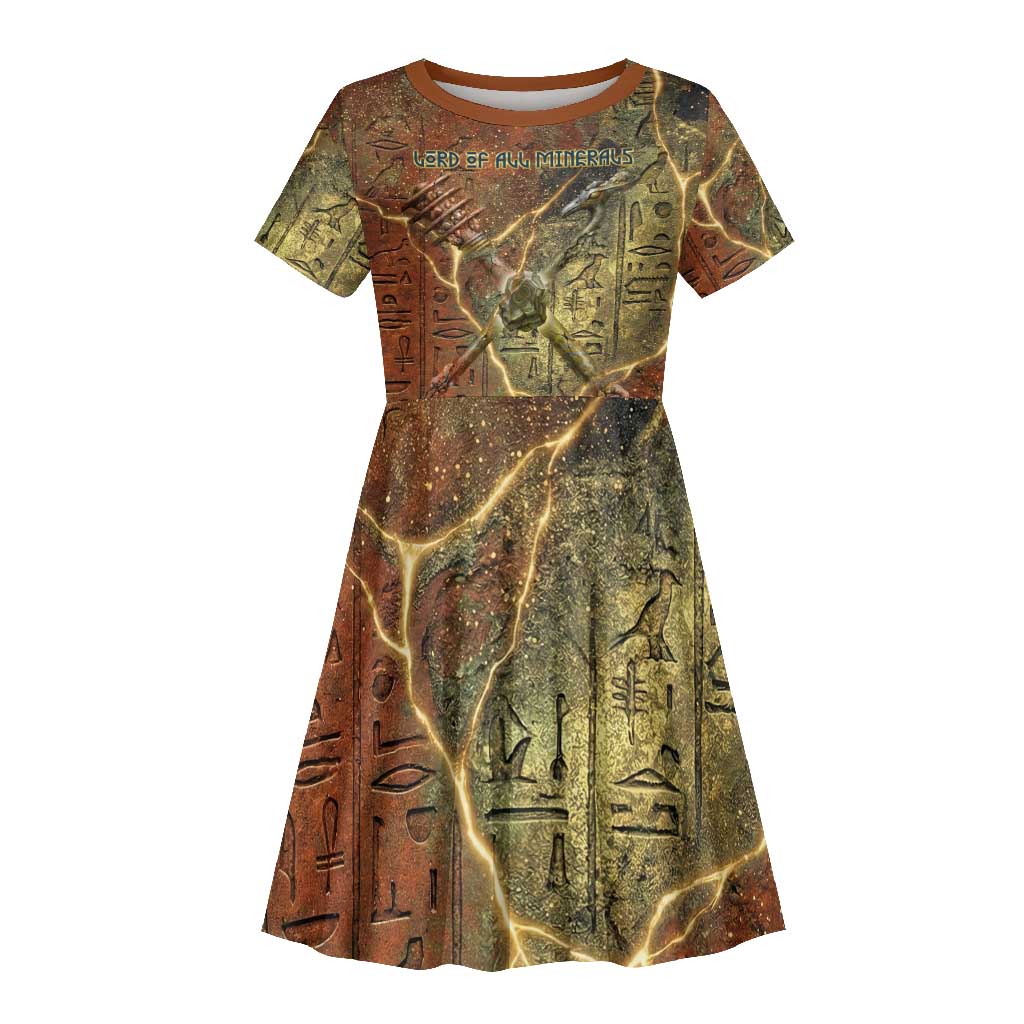 Tatenen Ancient Egyptian Kid Short Sleeve Dress Father of the Gods Design with Minerals
