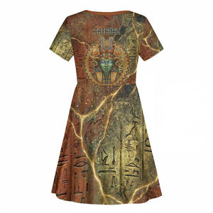 Tatenen Ancient Egyptian Kid Short Sleeve Dress Father of the Gods Design with Minerals