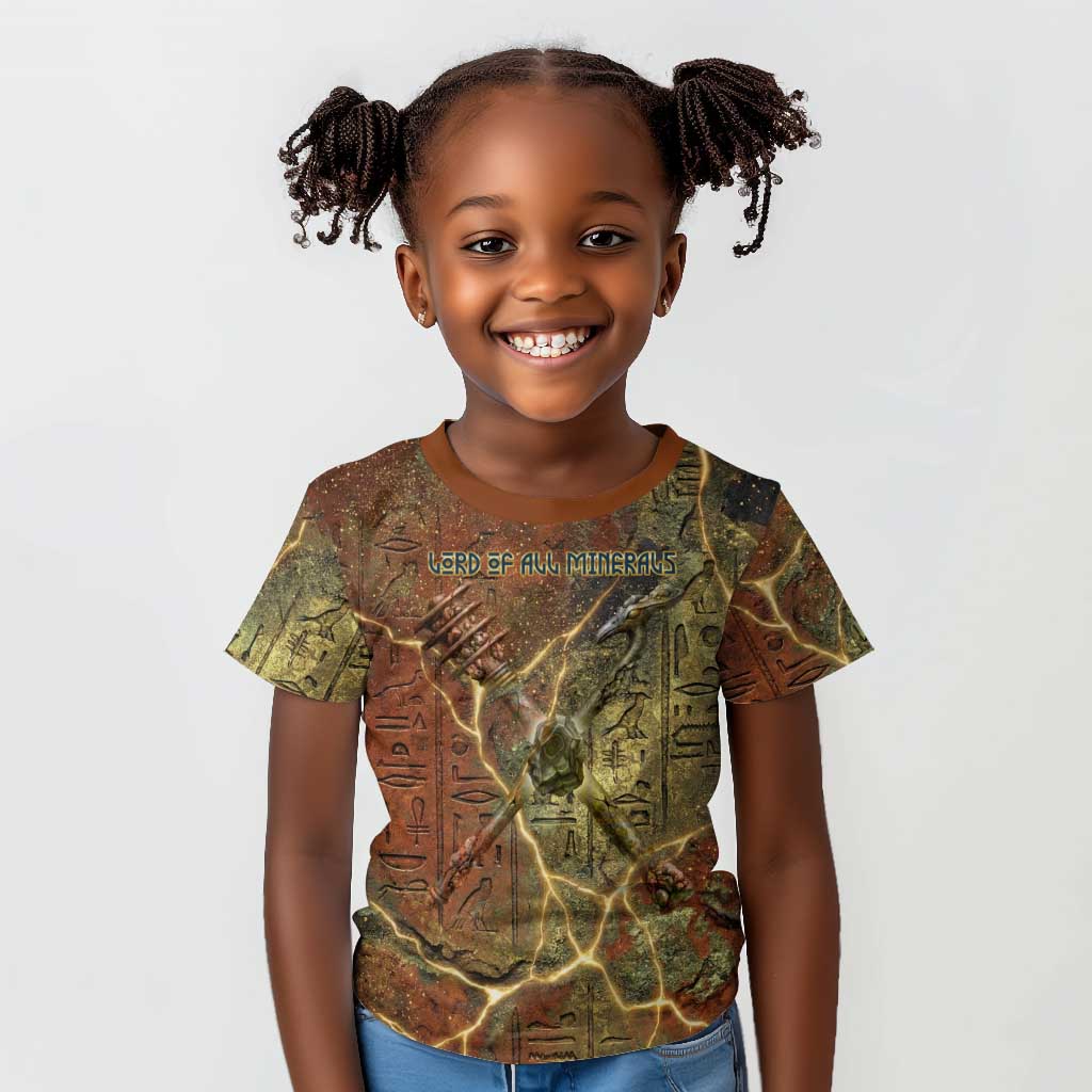 Tatenen Ancient Egyptian Kid T shirt Father of the Gods Design with Minerals