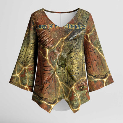 Tatenen Ancient Egyptian Kimono Sleeve Blouse Father of the Gods Design with Minerals