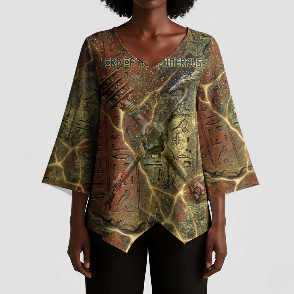 Tatenen Ancient Egyptian Kimono Sleeve Blouse Father of the Gods Design with Minerals