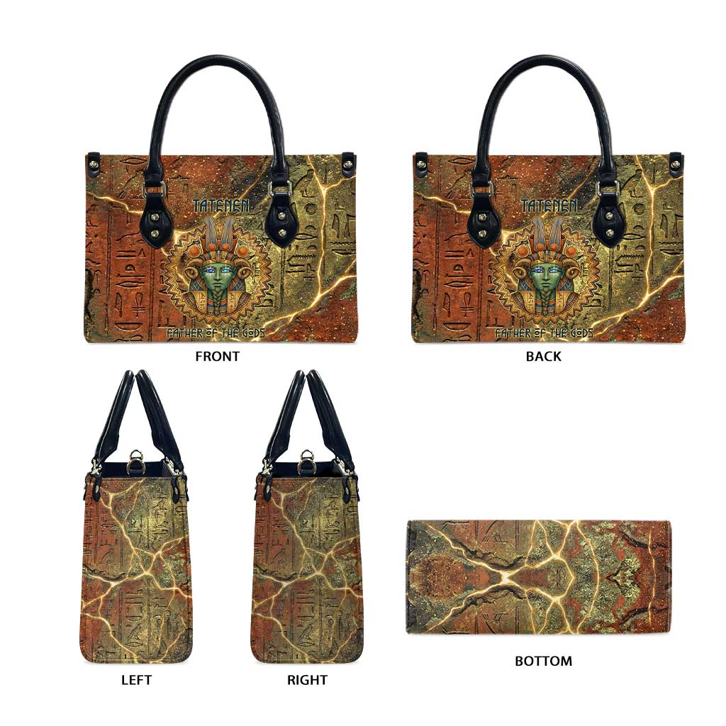 Tatenen Ancient Egyptian Leather Bag Father of the Gods Design with Minerals